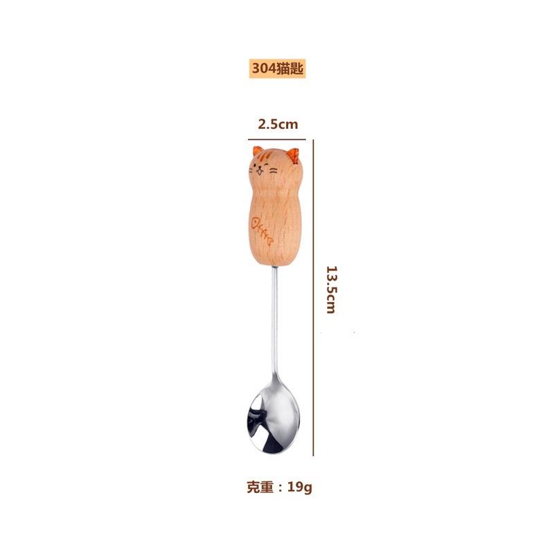<煎妮雜貨>貓咪餐具木柄攪拌勺水果叉