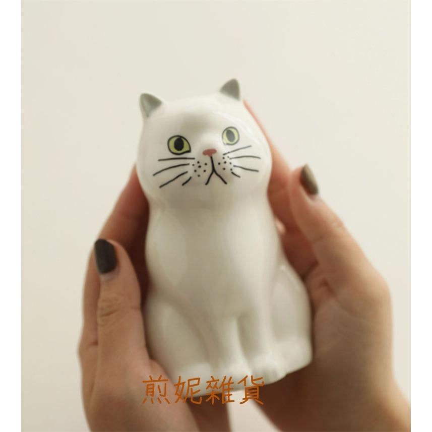 <煎妮雜貨>手繪貓咪造型陶瓷叉杓收納筆筒小花瓶擺件裝飾品