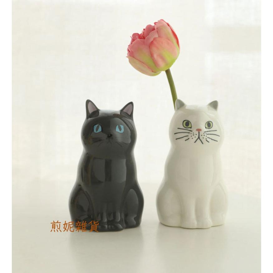 <煎妮雜貨>手繪貓咪造型陶瓷叉杓收納筆筒小花瓶擺件裝飾品