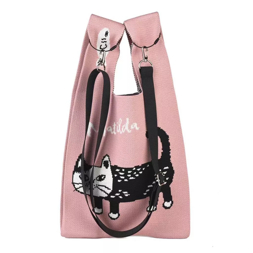 <煎妮雜貨>日本kusuguru貓咪手提袋單肩包手拎包馬甲針織包