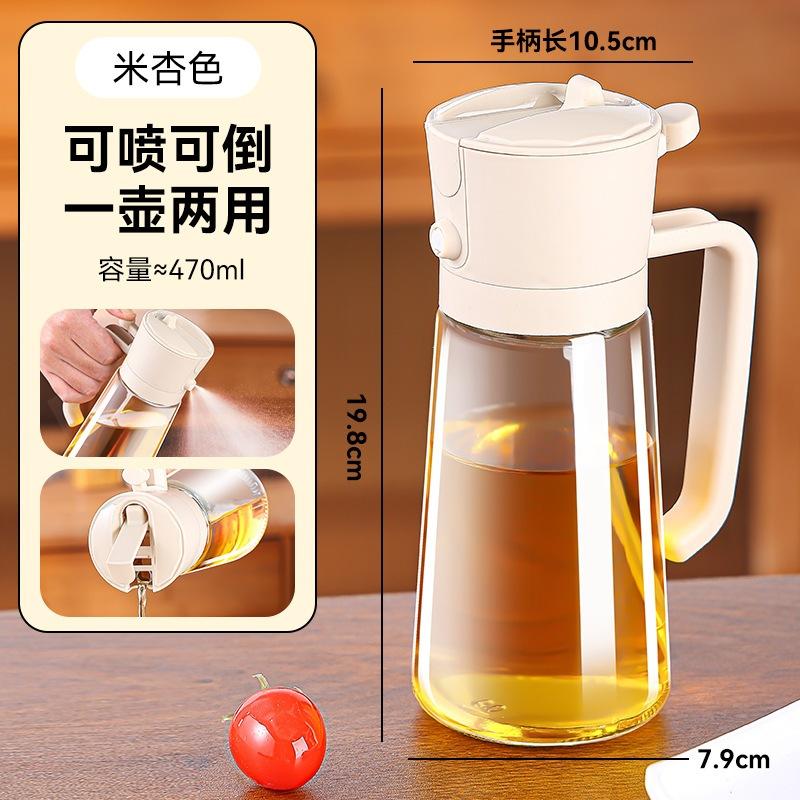 <煎妮雜貨>高硼硅玻璃透明長勺子 兩用噴油壺 長嘴玻璃壶