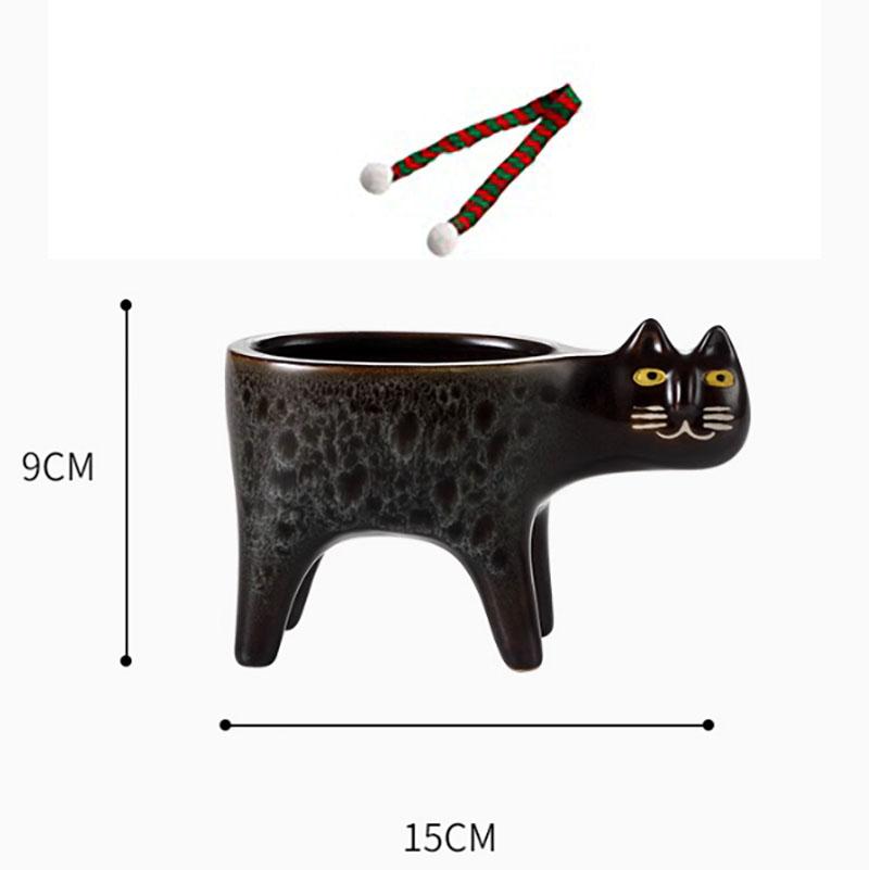 <煎妮>貓花盆 貓尾巴花盆 陶瓷多肉猴尾柱仙人掌花盆(都附圍巾 / 不含植物)