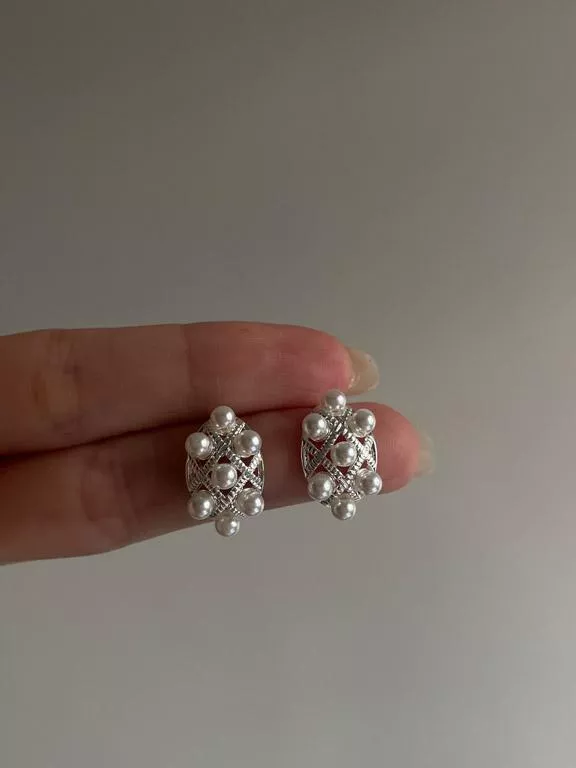 知性女孩│知性珍珠交織耳環（售完不補）