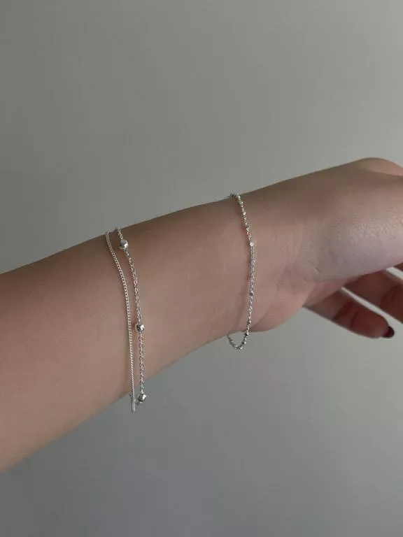 銀色鍊條│純銀極簡方塊鍊條手鍊(售完不補)