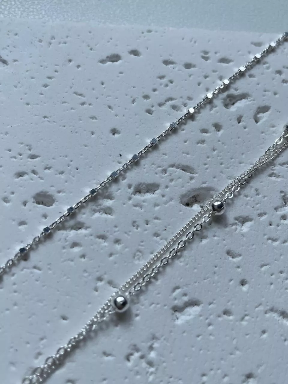 回眸一笑│純銀間珠鏈條雙層手鏈(售完不補)