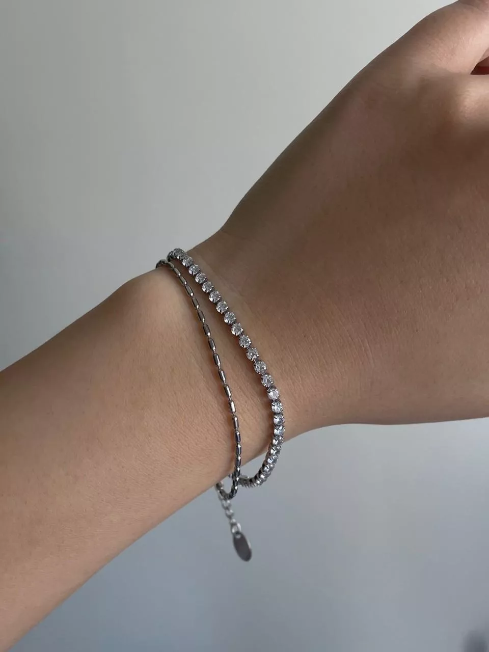 Gorgeous│鈦鋼滿鑽雙層手鍊