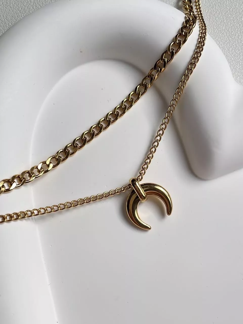 Strong│鈦鋼雙層月牙項鍊