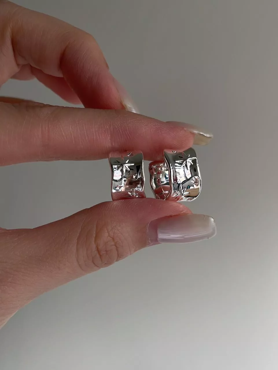 白金│星芒光面耳扣