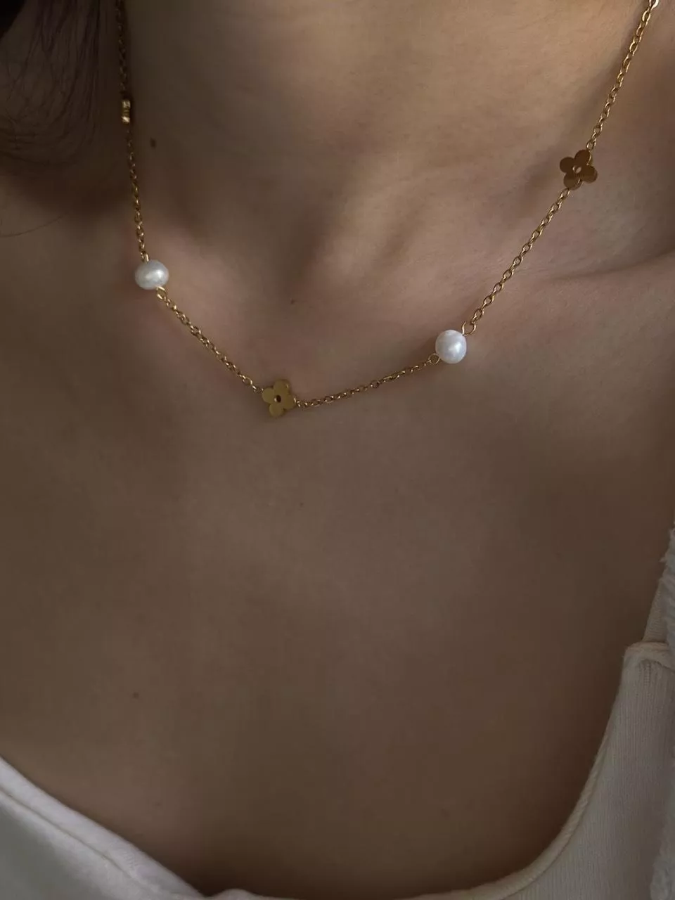 Beauty│鈦鋼珍珠花朵項鍊