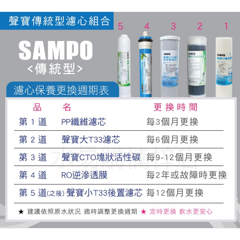 年份濾芯《有桶RO用》SAMPO 聲寶傳統型年份濾心+聲寶RO膜50G與廢水比-10支裝 通規10英吋【水易購安南店】