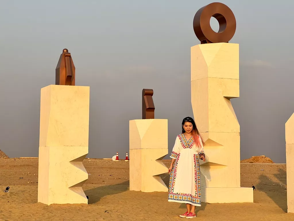 埃及製縮腰長袍洋裝