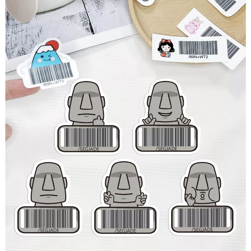 載具貼紙/客製化條碼貼 /不規則防水撕不破 /台灣製-摩艾石