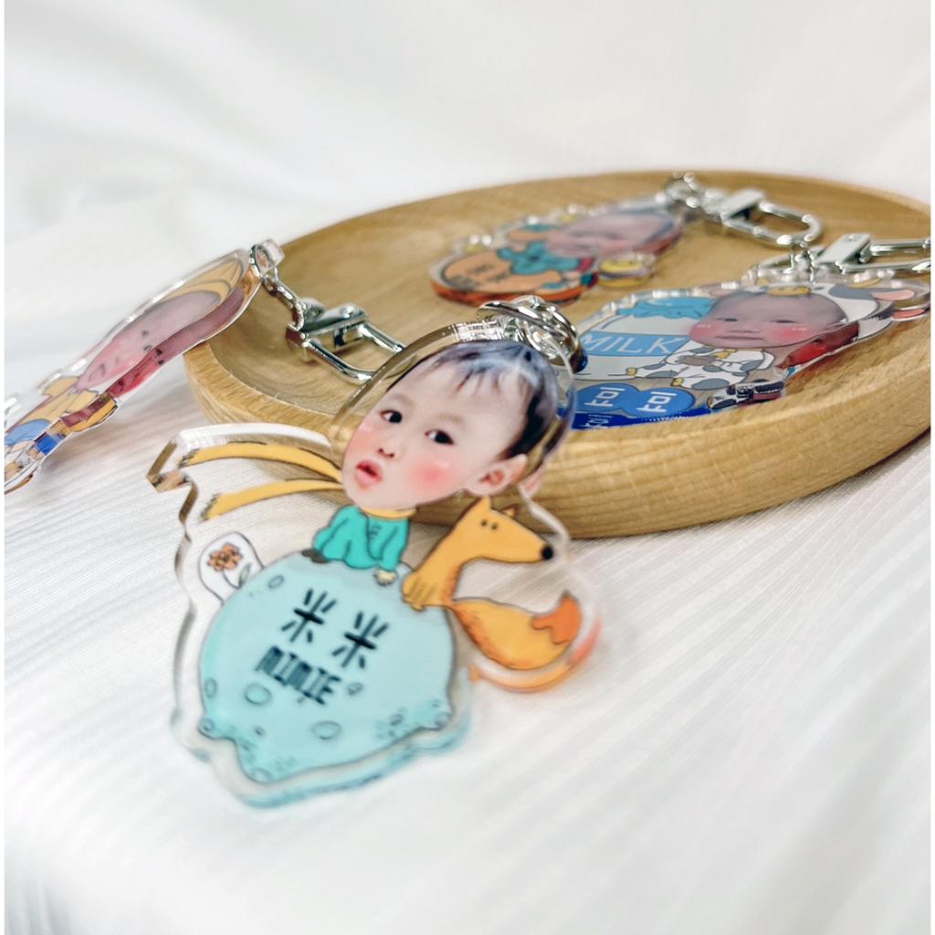 客製壓克力吊飾 小孩/情人/毛孩 客製姓名鑰匙圈  純大頭鑰匙圈 頭飾鑰匙圈 禮物 載具鑰匙圈