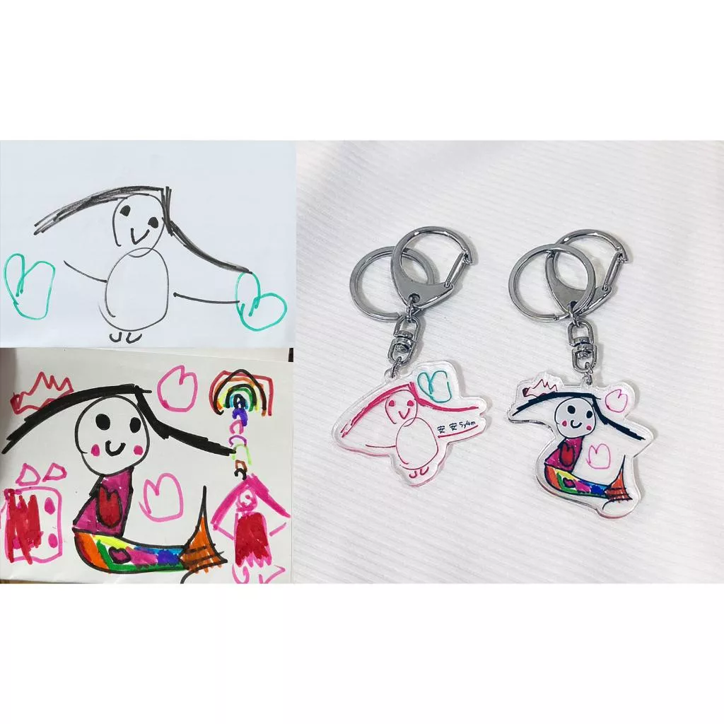 來圖客製化小朋友塗鴉吊飾 兒童繪畫 客製鑰匙圈 塗鴉鑰匙圈 插圖鑰匙圈 塗鴉客訂