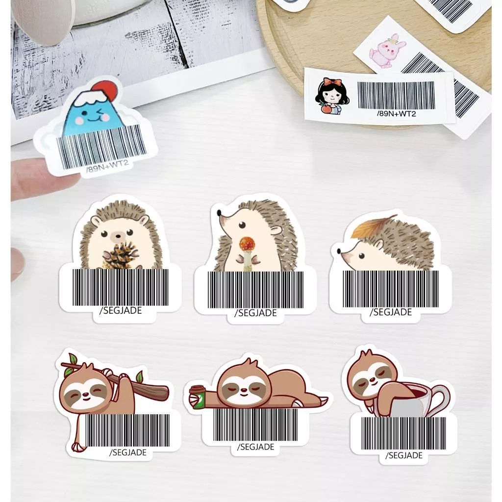 載具貼紙/客製化條碼貼 /不規則防水撕不破 /台灣製-刺蝟 樹懶