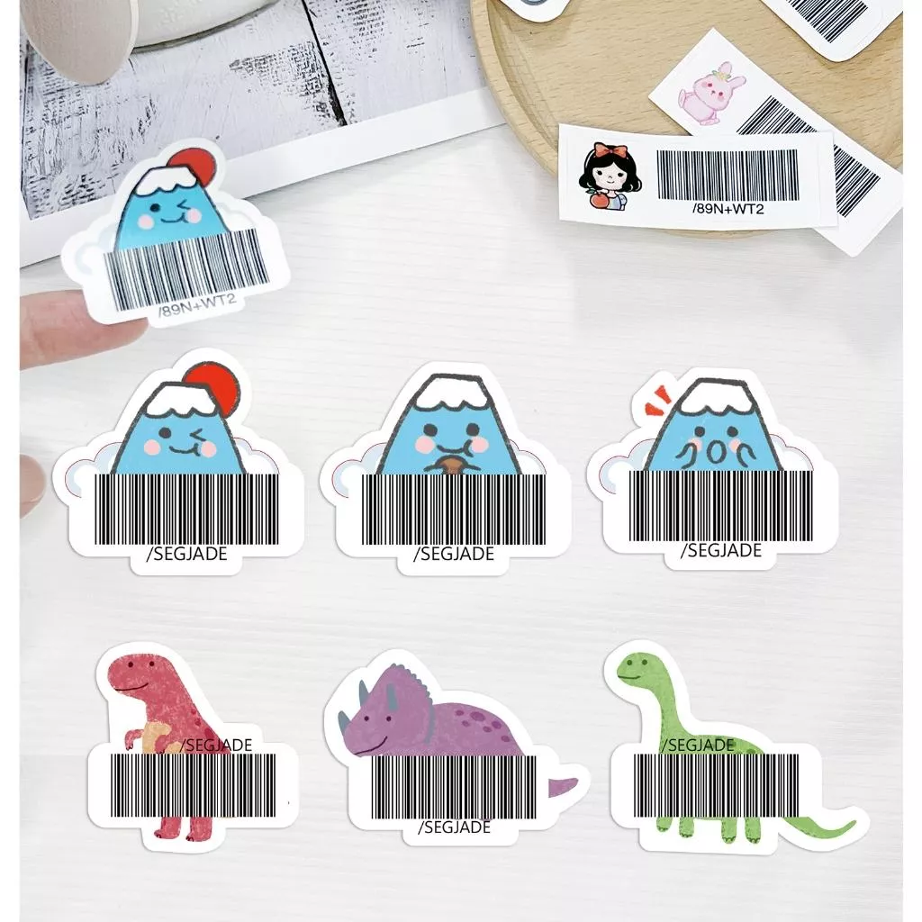 載具貼紙/客製化條碼貼 /不規則防水撕不破 /台灣製-富士山 恐龍