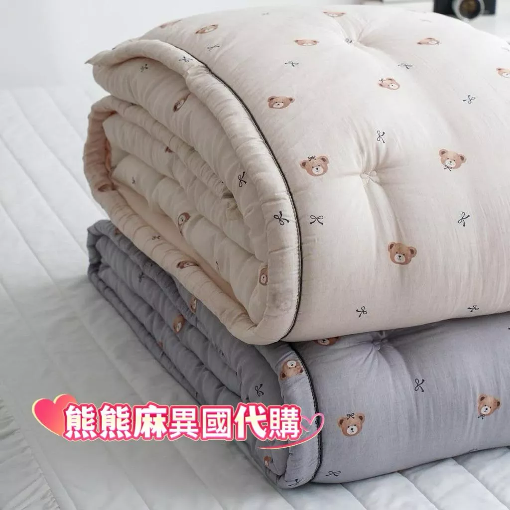 【熊熊麻異國代購】韓國棉被 韓國冬被 韓國冬季保暖被 韓國蝴蝶結小熊冬季保暖被（背面有刷絨)