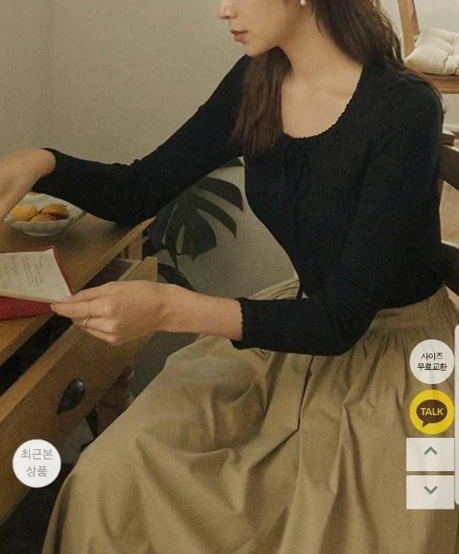 黑色圓領蕾絲針織衣