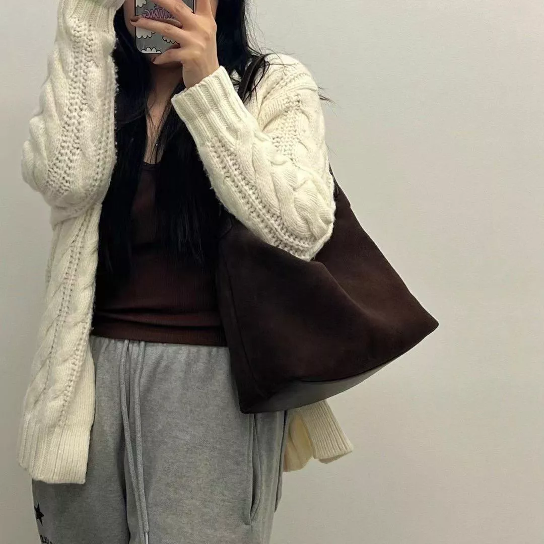 復古麂皮半月包