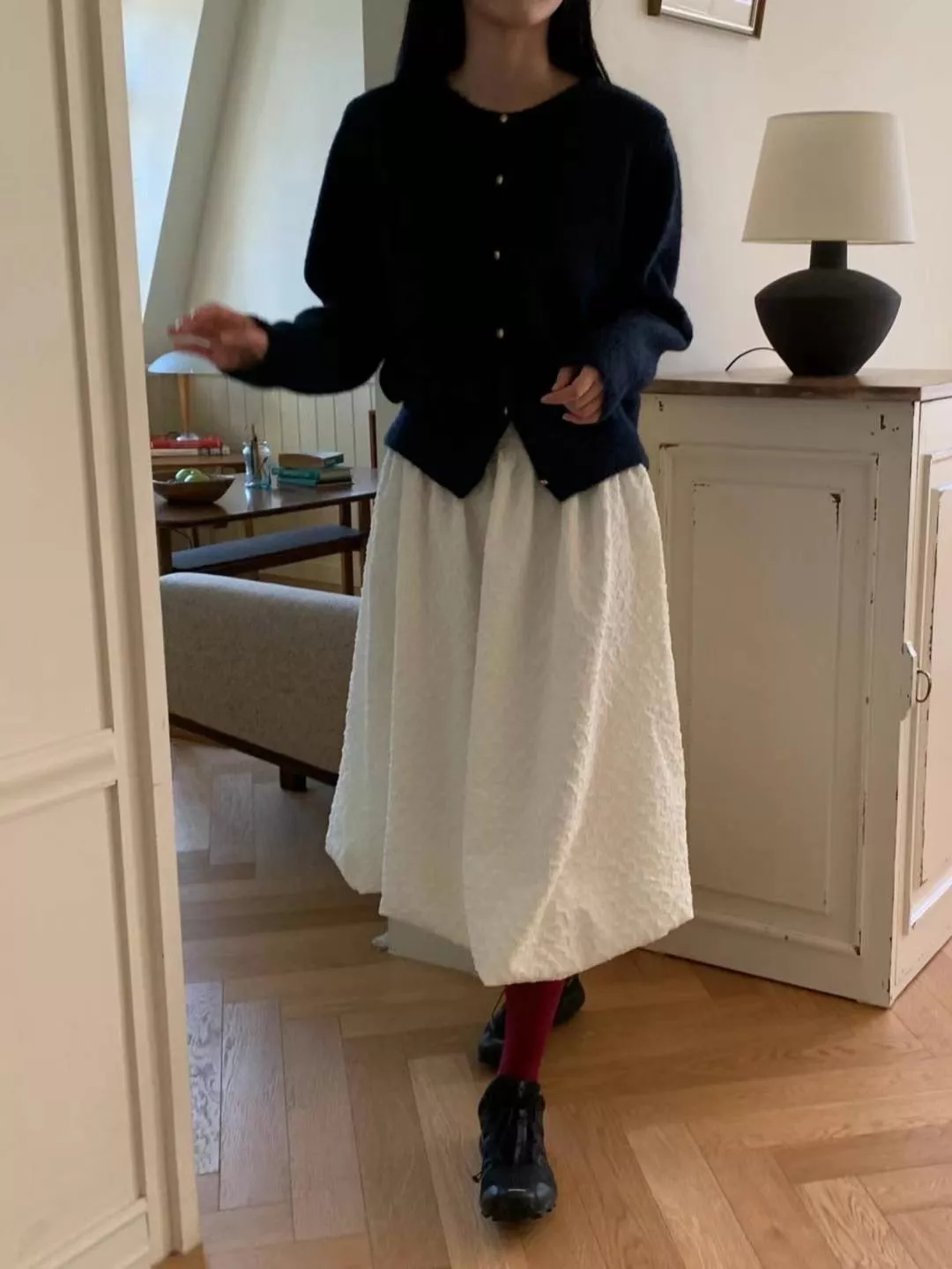 皺褶質感百搭長裙