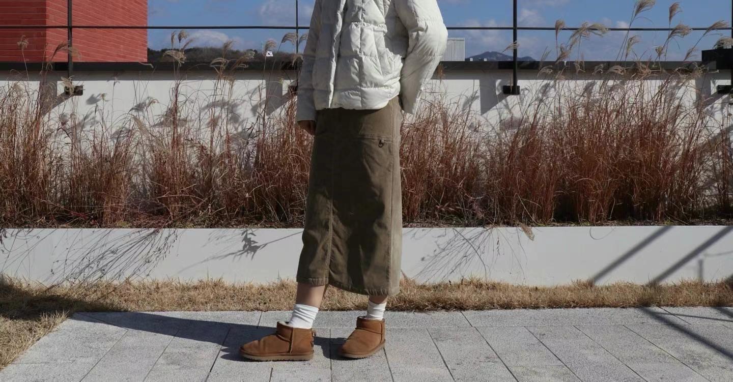 工裝風抽繩長裙