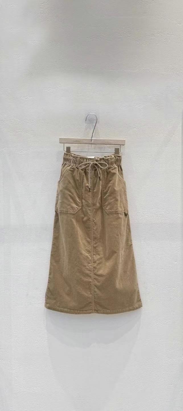工裝風抽繩長裙