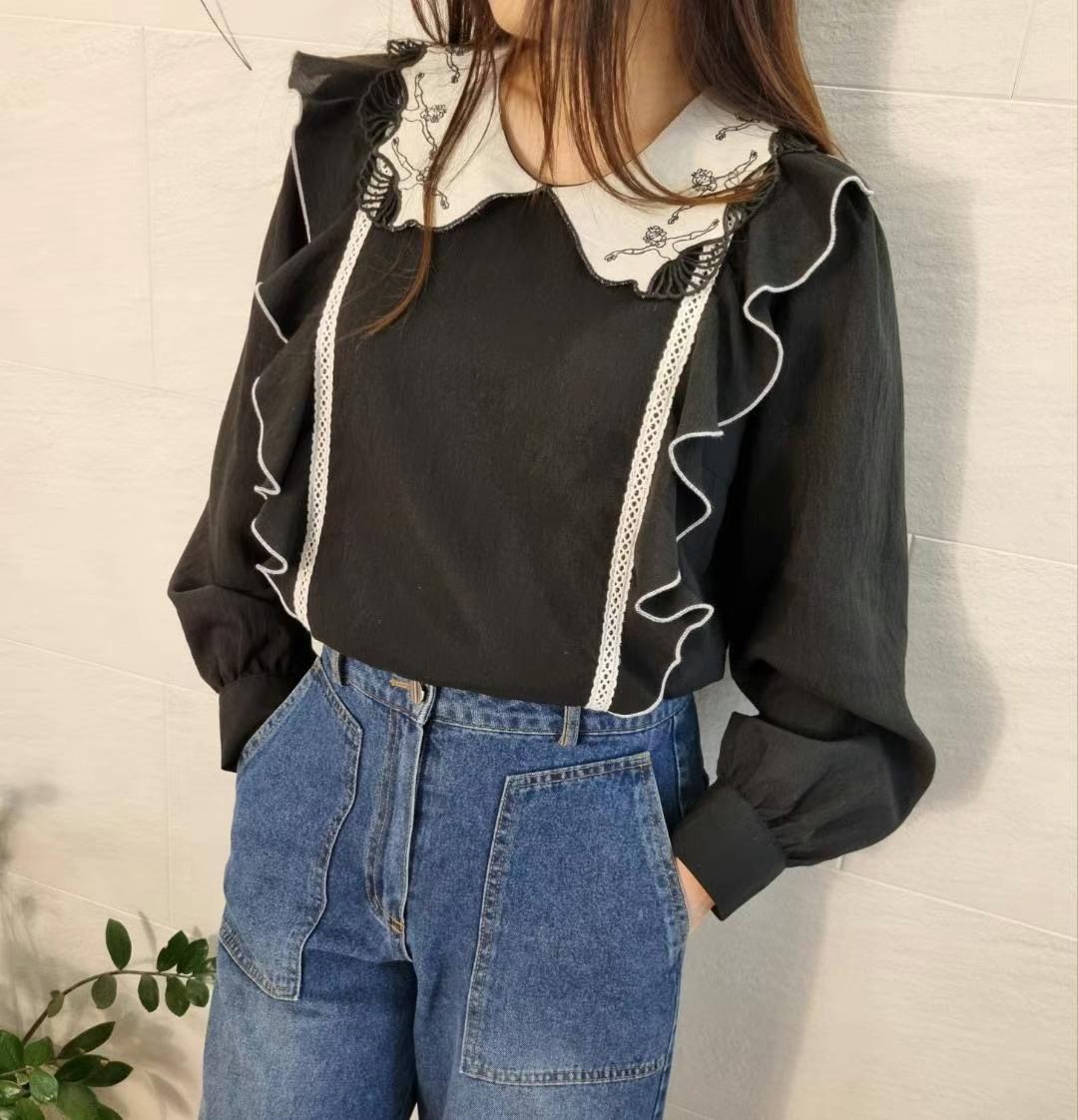法式復古蕾絲娃娃領襯衫