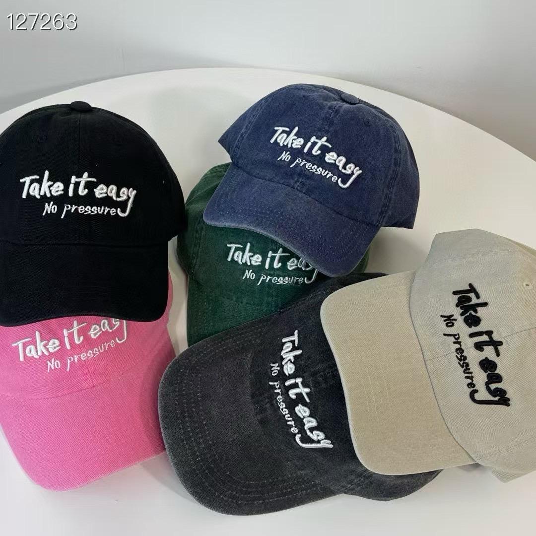 復古水洗字母刺繡棒球帽｜Take It Easy 休假百搭帽