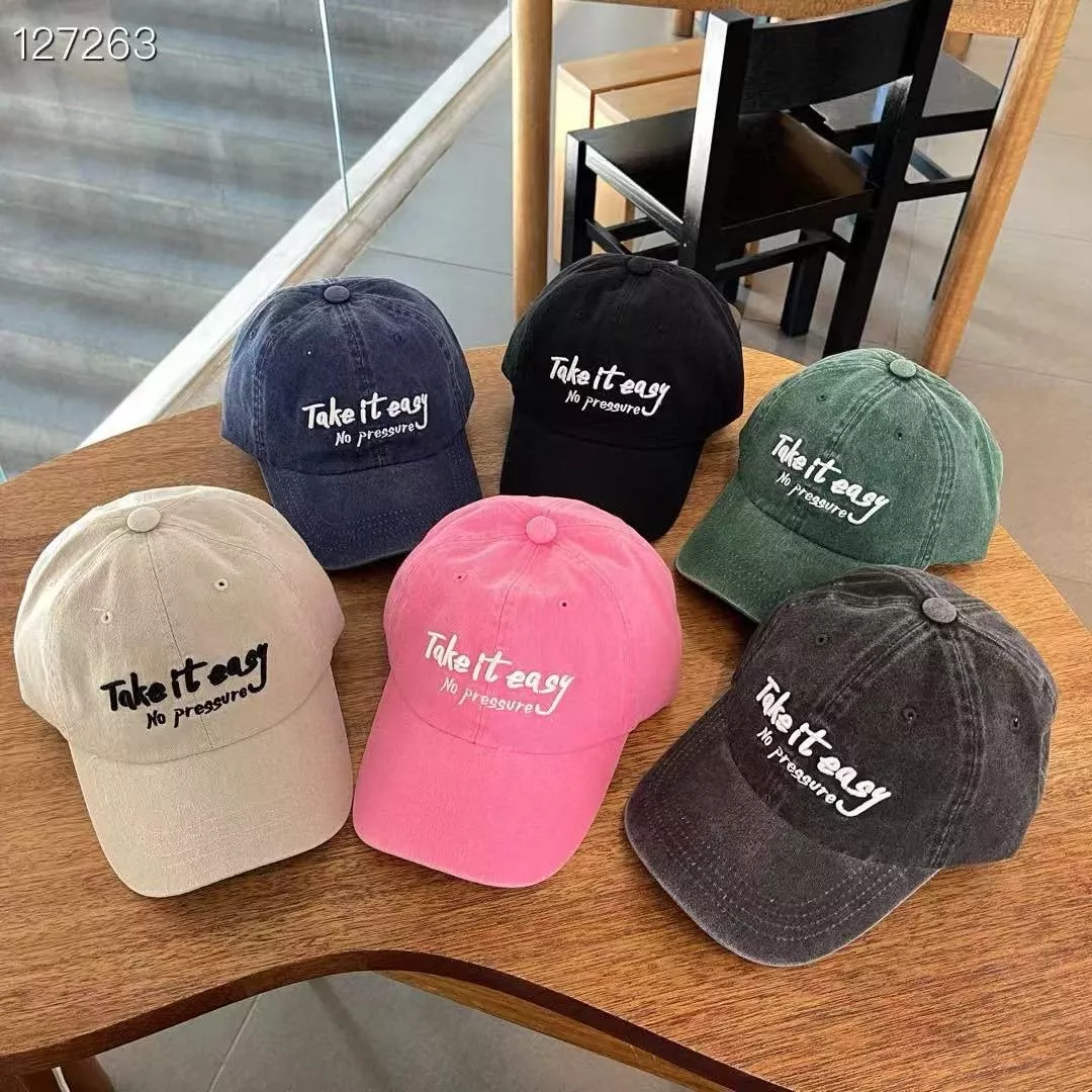 復古水洗字母刺繡棒球帽｜Take It Easy 休假百搭帽