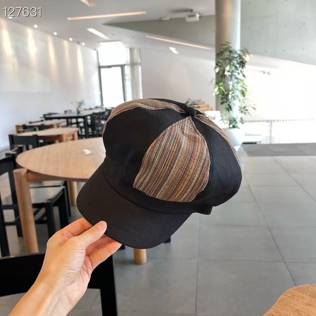 復古街頭八片帽｜綜合條紋工裝風藝術家帽