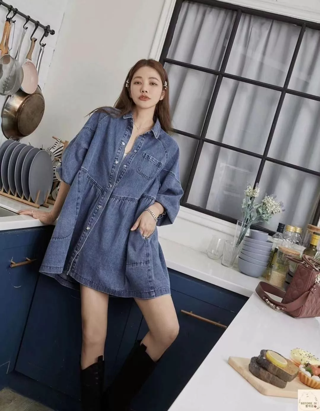 美式休閒・復古丹麥襯衫洋裝