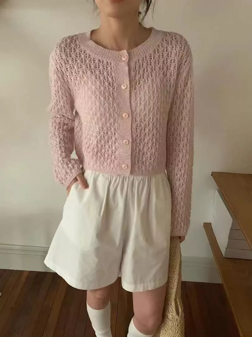 溫暖慵懶・針織短版開襟衫