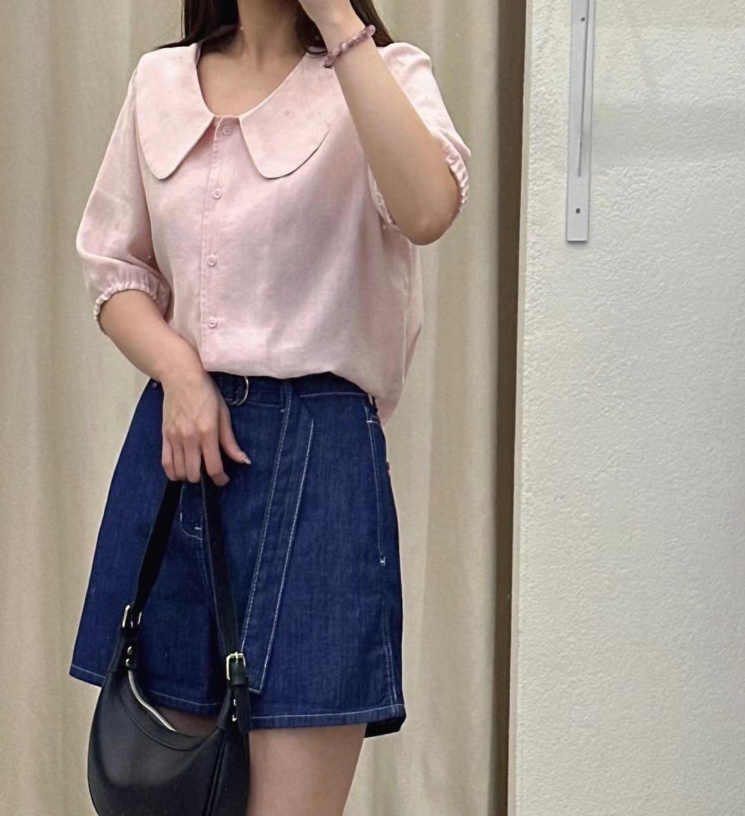 學院文藝・復古大翻領短袖襯衫