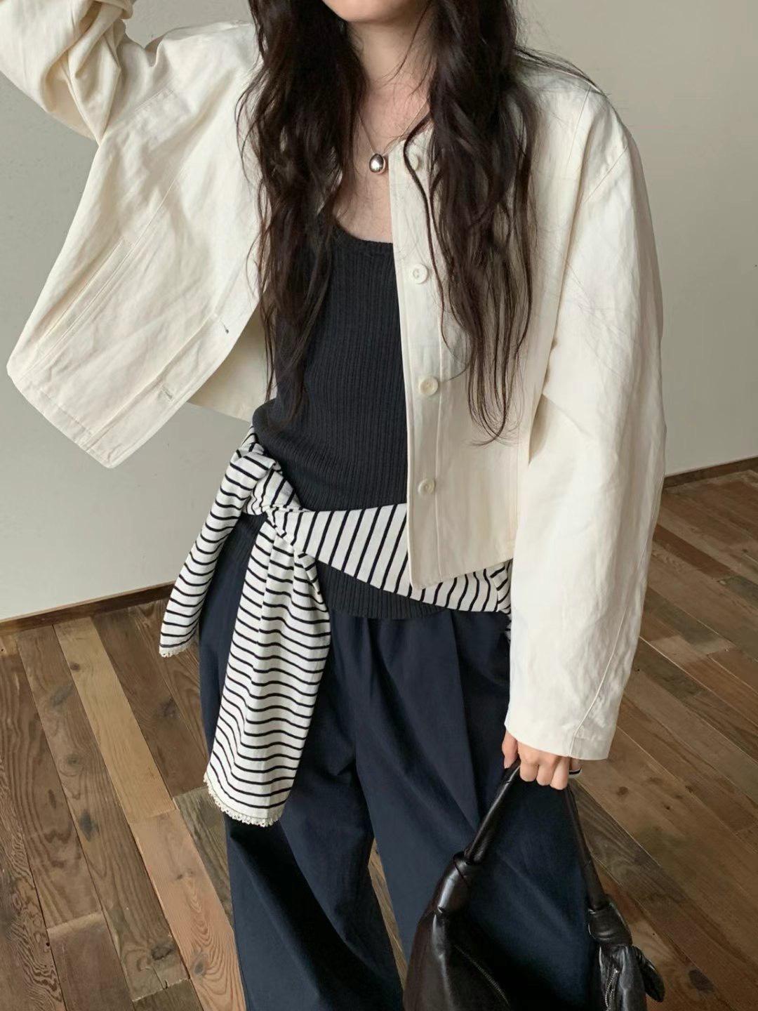溫杏奶油短外套
