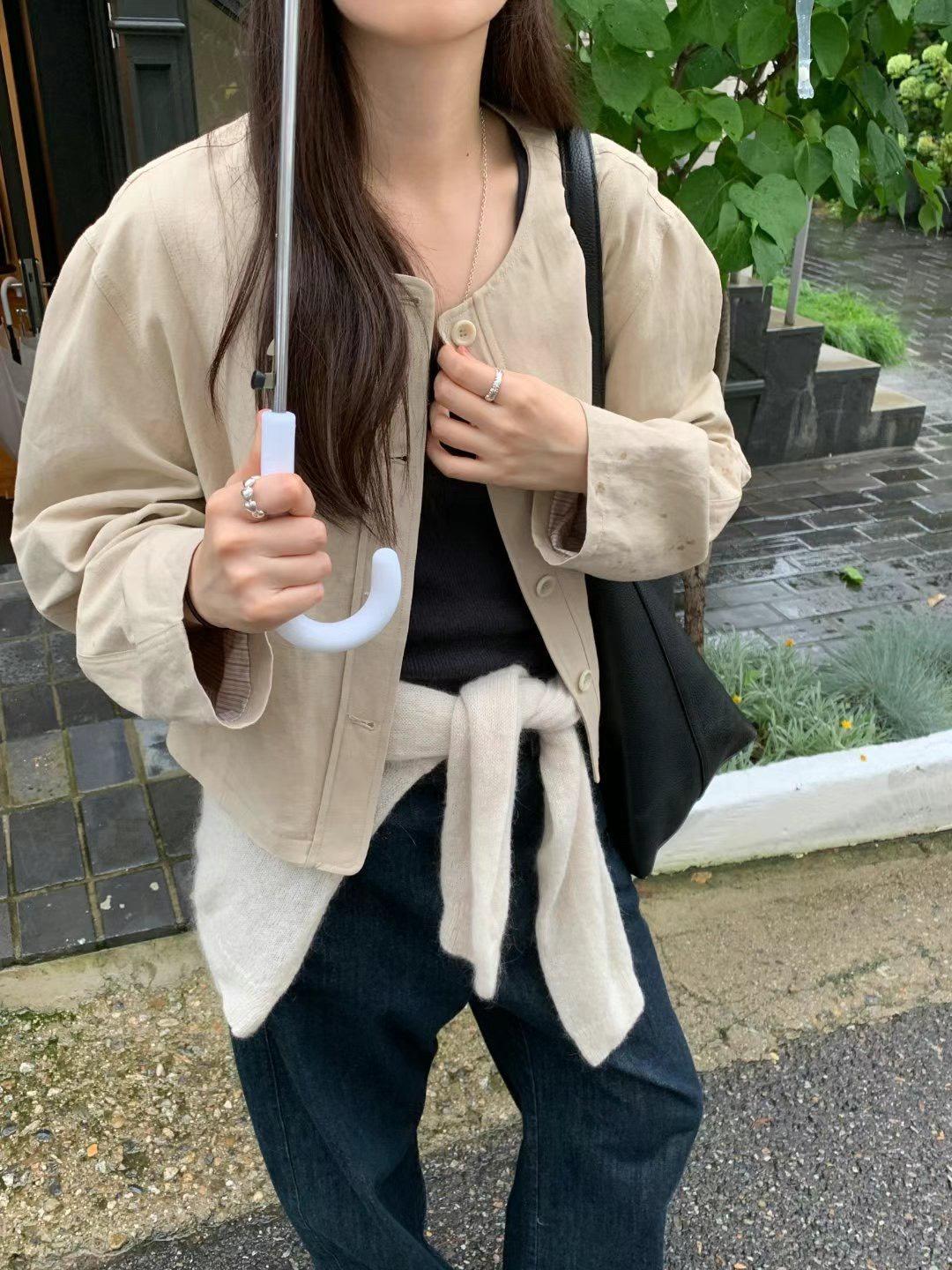 溫杏奶油短外套