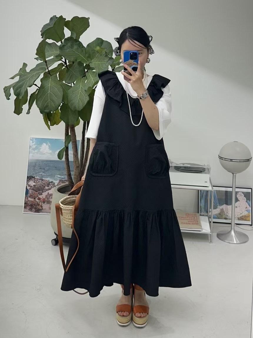 翻領鬆弛感層次洋裝