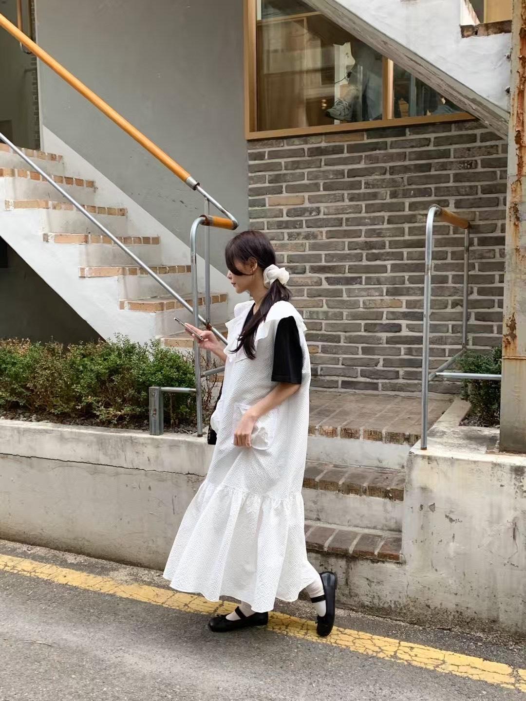 翻領鬆弛感層次洋裝