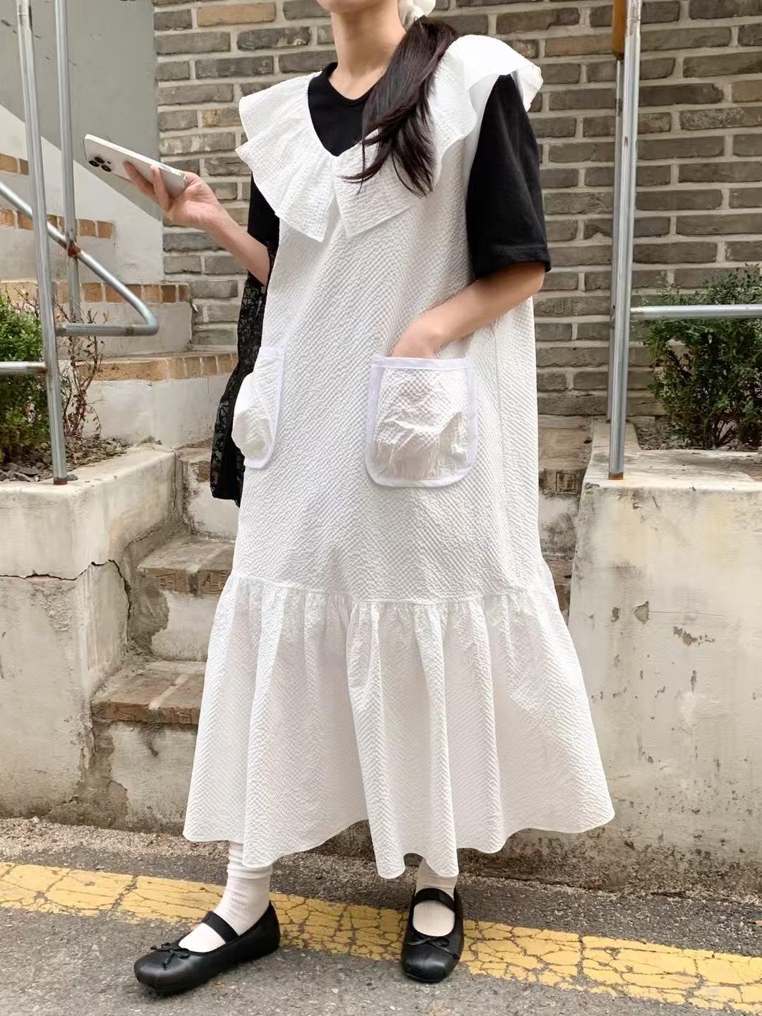 翻領鬆弛感層次洋裝