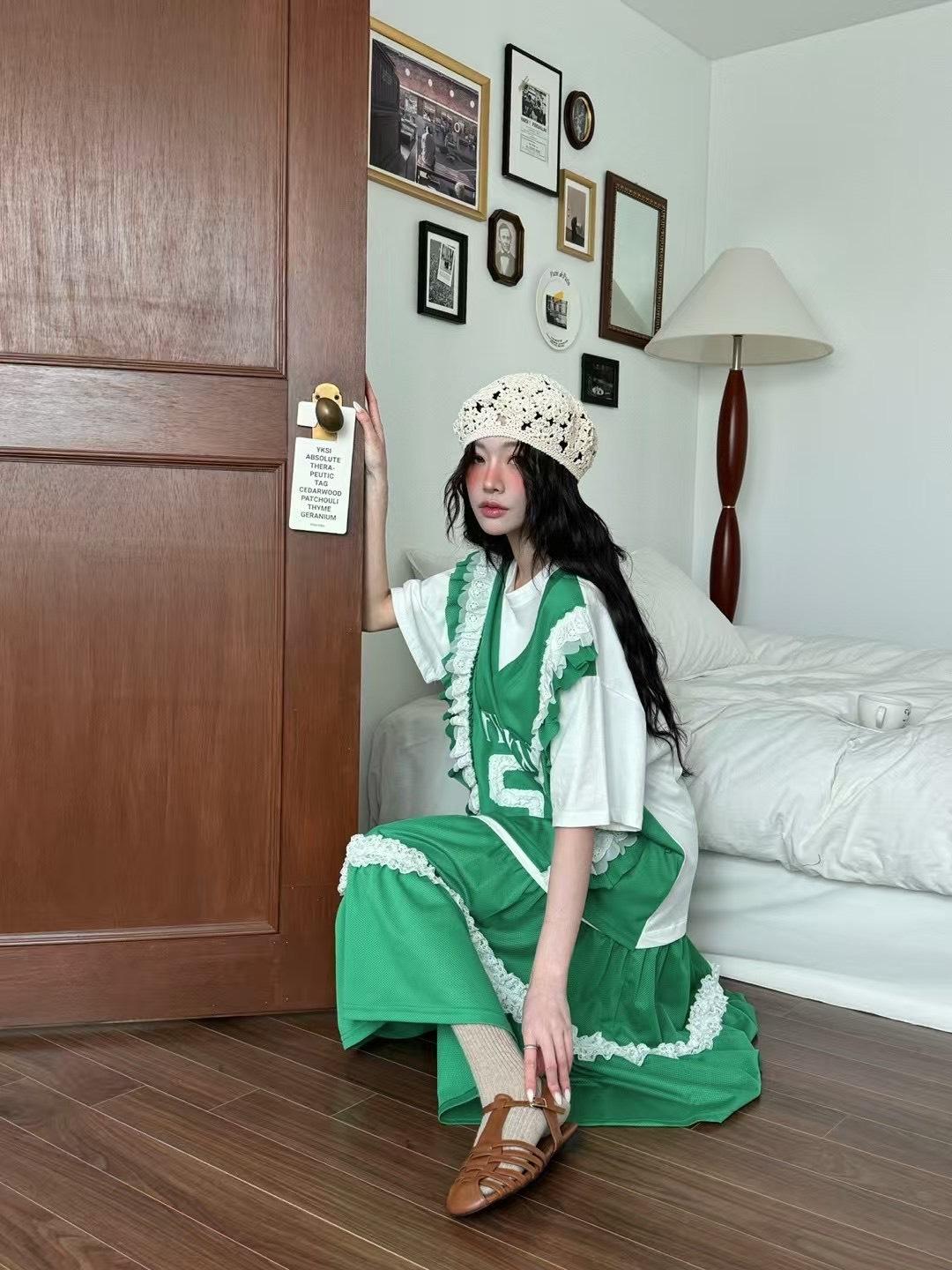 「59號甜心」學院拼接蕾絲連身裙