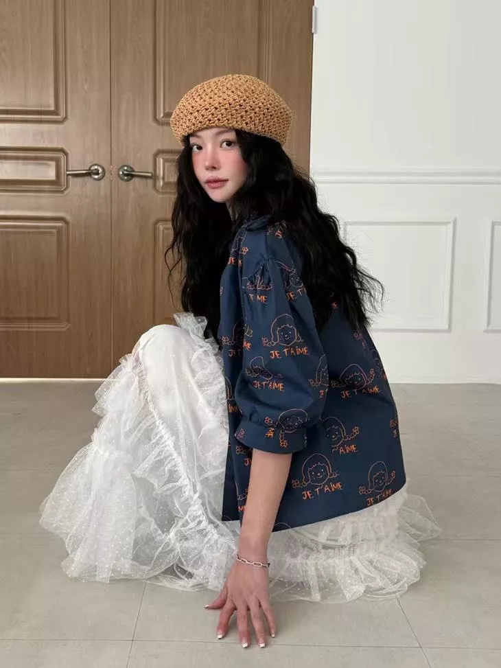 「Je T’aime Layers」插畫感短袖襯衫