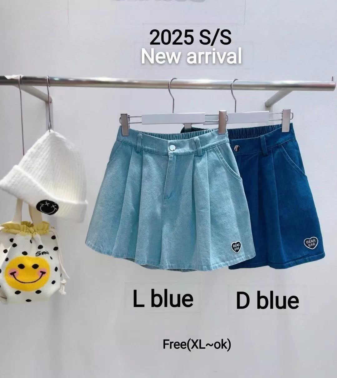 「心動校園」百褶感牛仔短褲裙