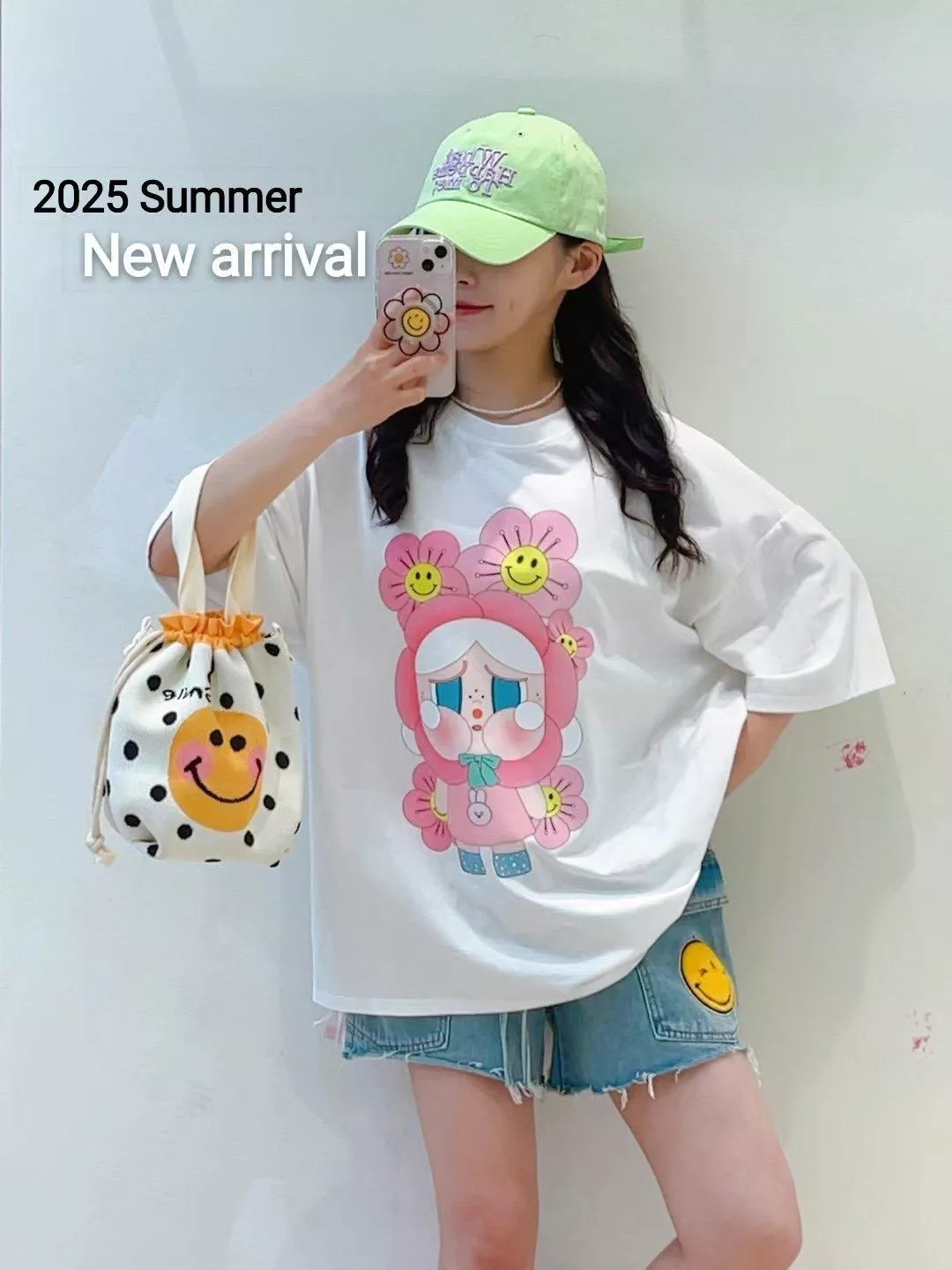 Happy Bloomie」卡通花精靈寬版Tee