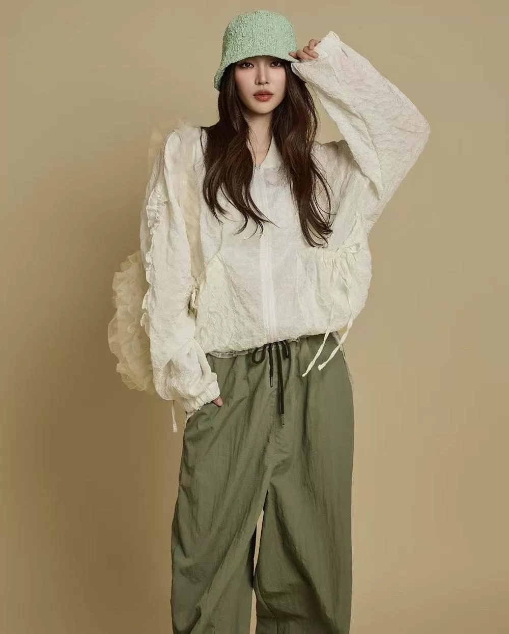 「霧野編章」皺感綁繩外套