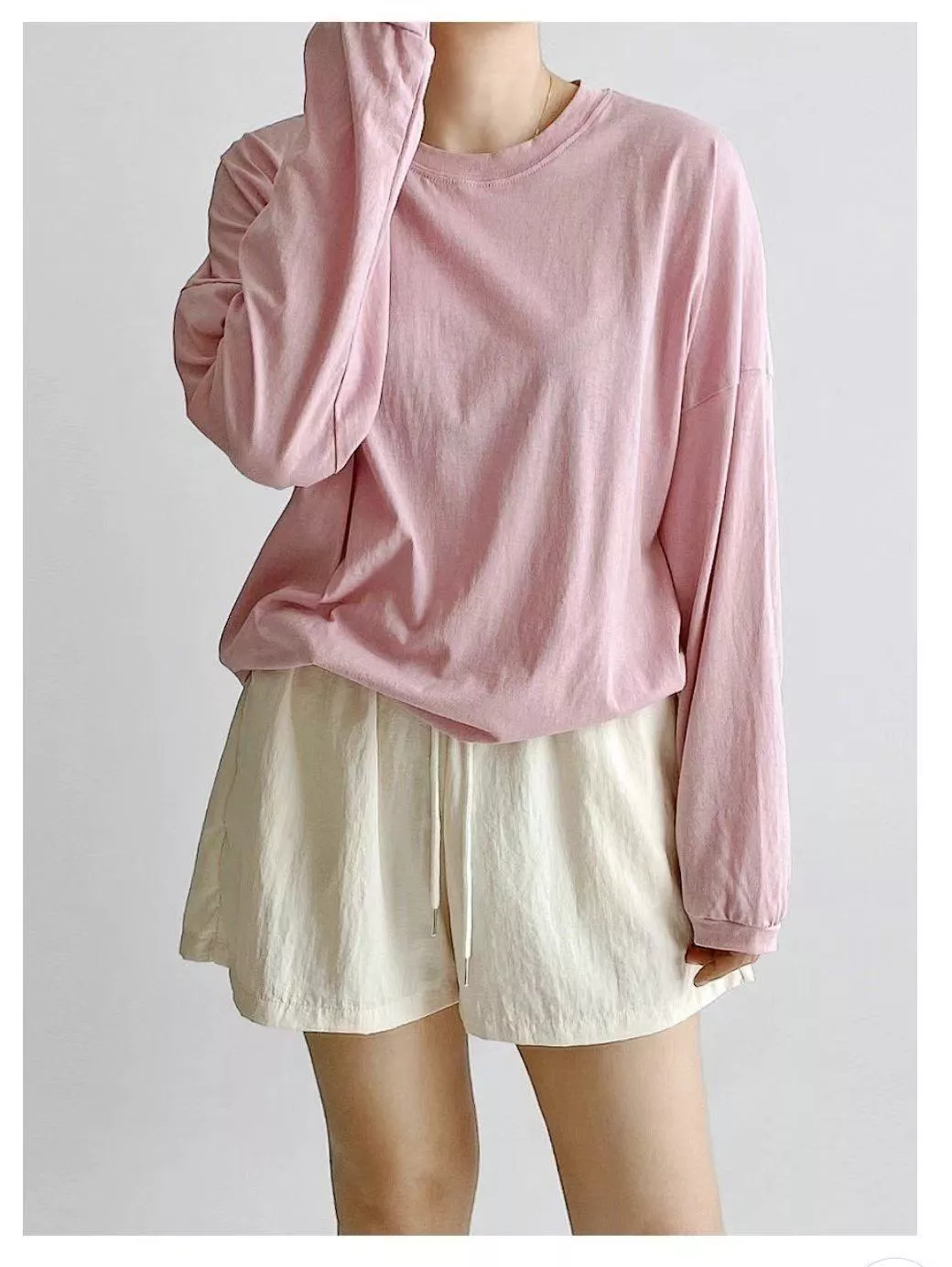 雲感裸色系抽繩短褲