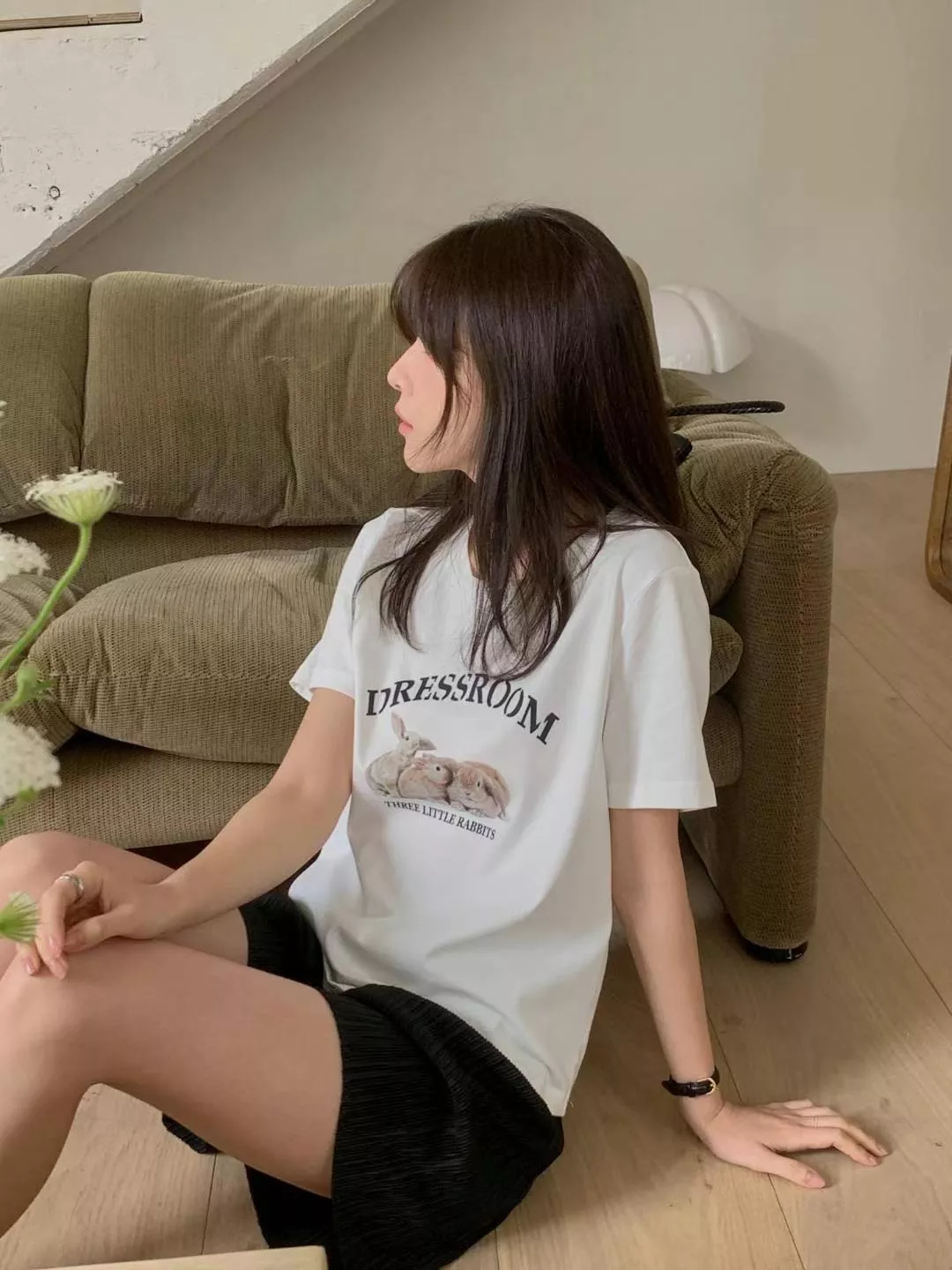 兔兔信使印花T恤