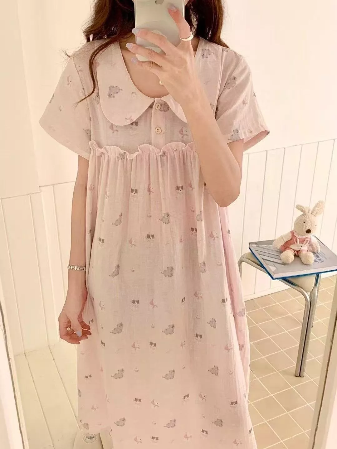 甜夢雲朵棉紗睡衣洋裝