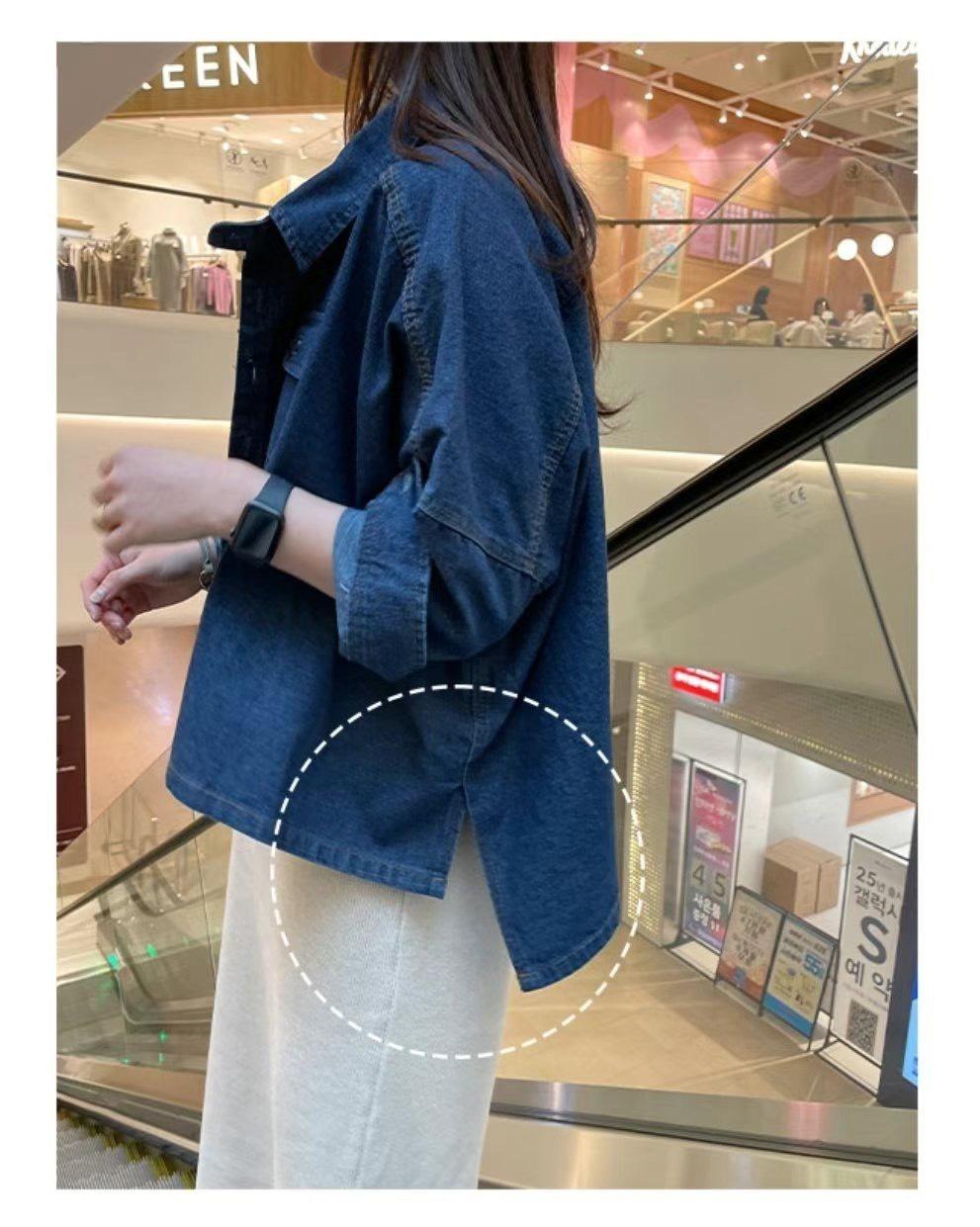 微慵懶垂墜感牛仔襯衫
