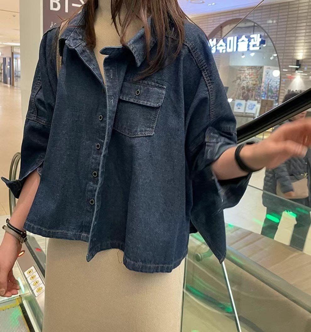 微慵懶垂墜感牛仔襯衫