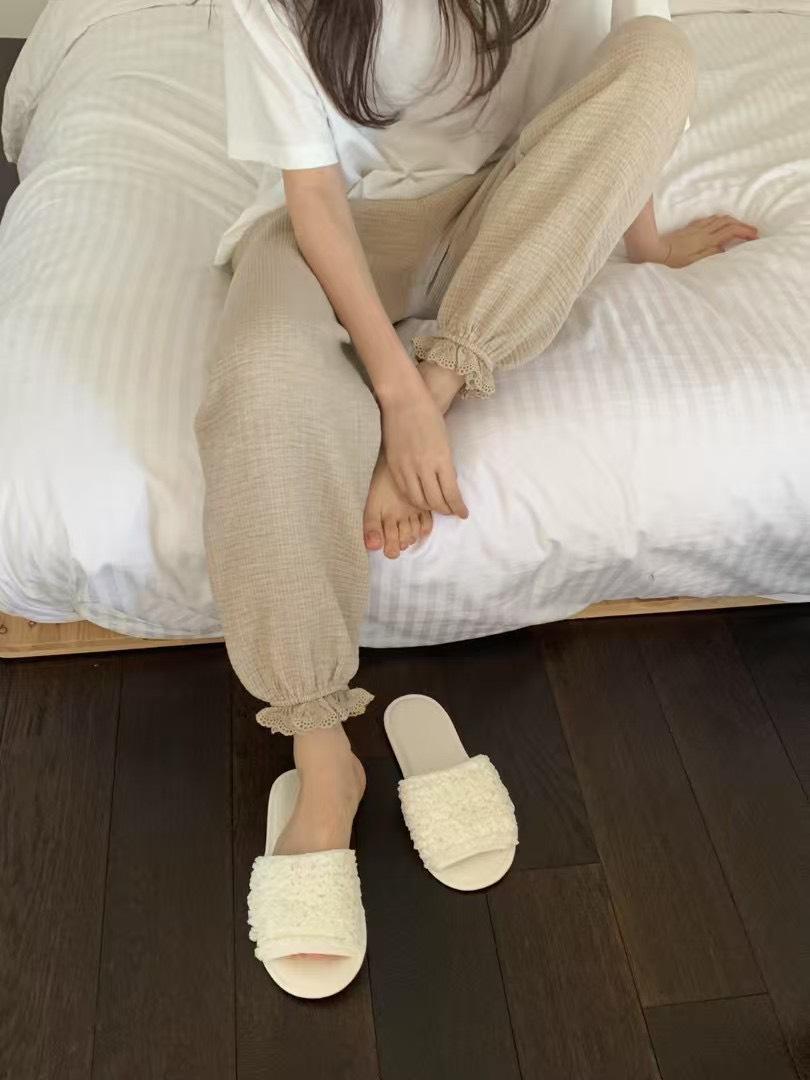 溫柔棉感蕾絲束腳長褲