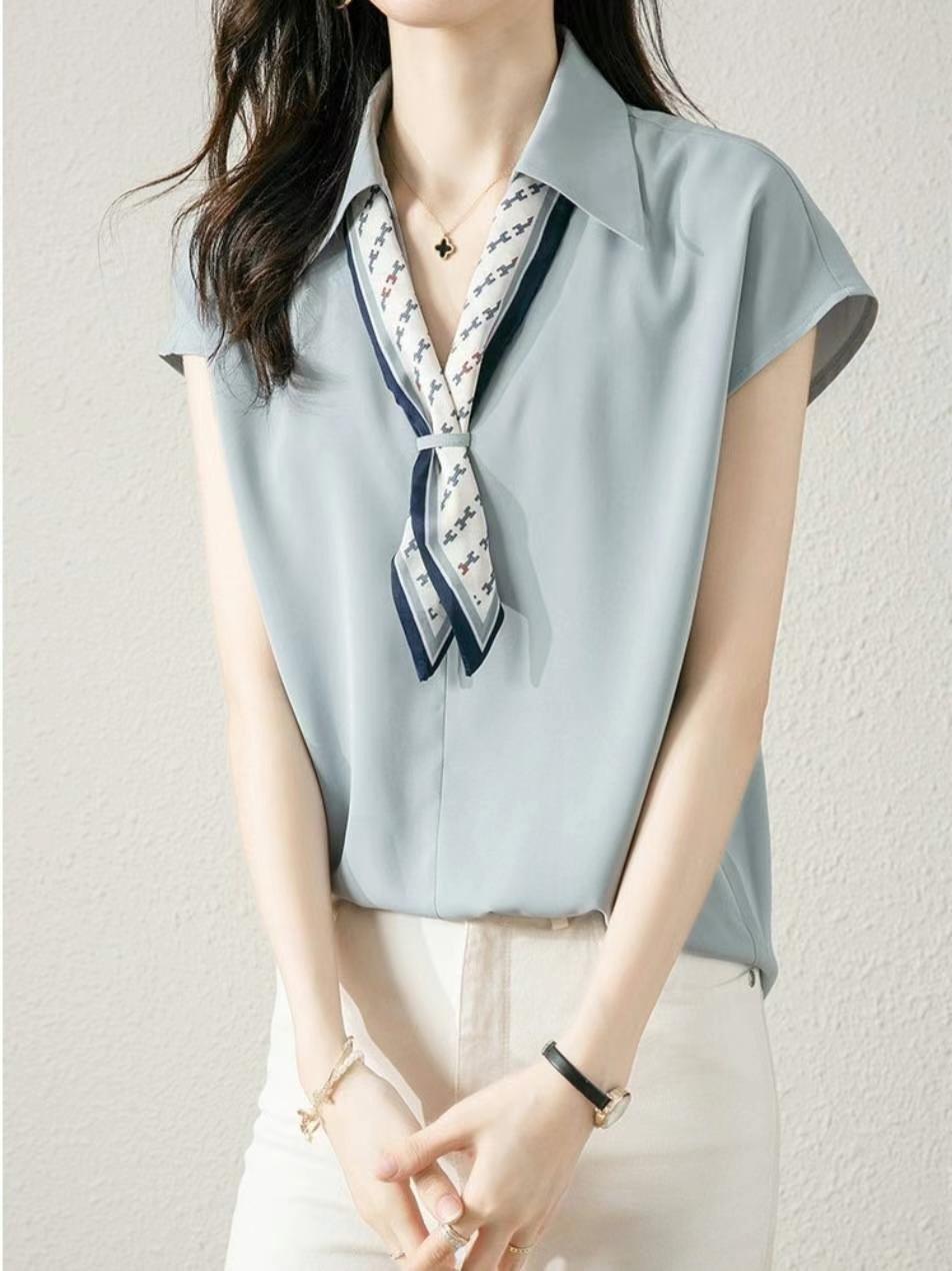 Chic Tie．韓系絲巾領上衣
